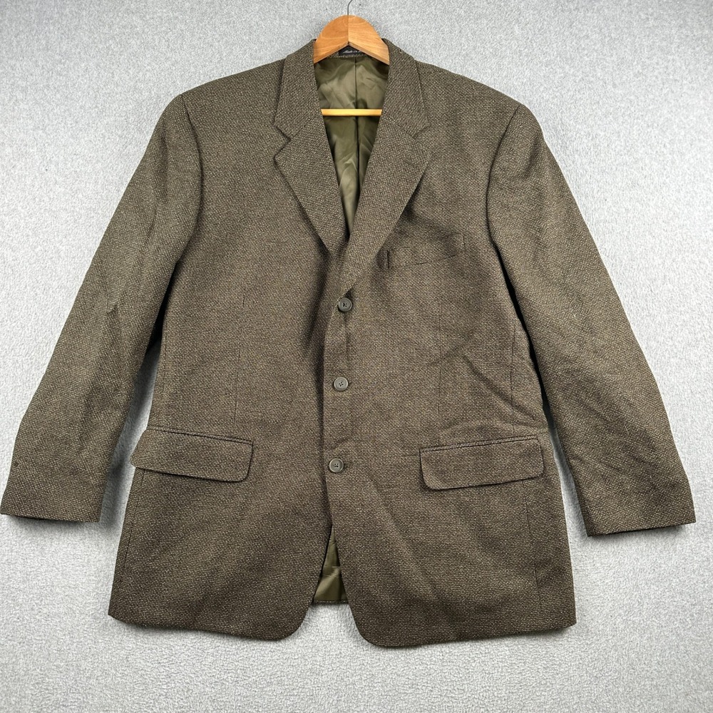 Alfani Wool Blazer Mens 44R Brown Textured Three Button Sport Coat